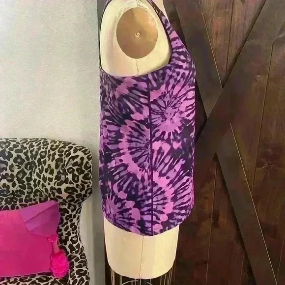 Aonour workout Tank Top Tie Dye W/Cool should and Back Cutout Details Sz XL - Picture 2 of 8